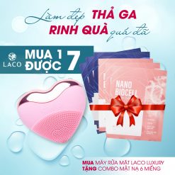 Máy rửa mặt laco luxury tặng combo 6 mặt nạ nano biocell