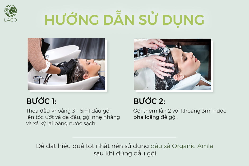 Hướng dẫn sử dụng Dầu gội thảo dược Organic Amla Laco