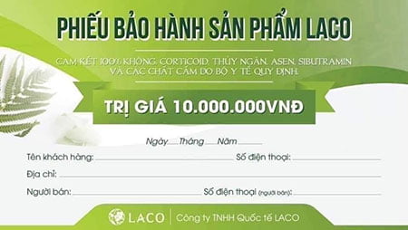 Phiếu bảo hành sản phẩm Laco