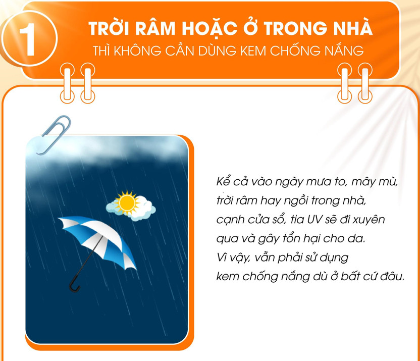 Trời râm, trong nhà thì không cần dùng kem chống nắng